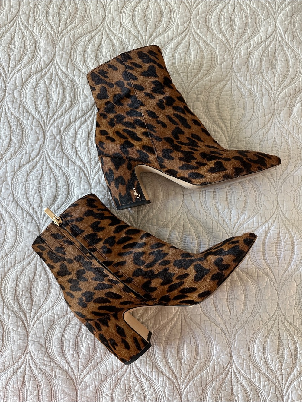 SAM EDELMAN Leopard Calf Hair Booties